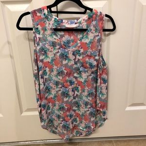 Lush sleeveless blouse, pink/blue flowers